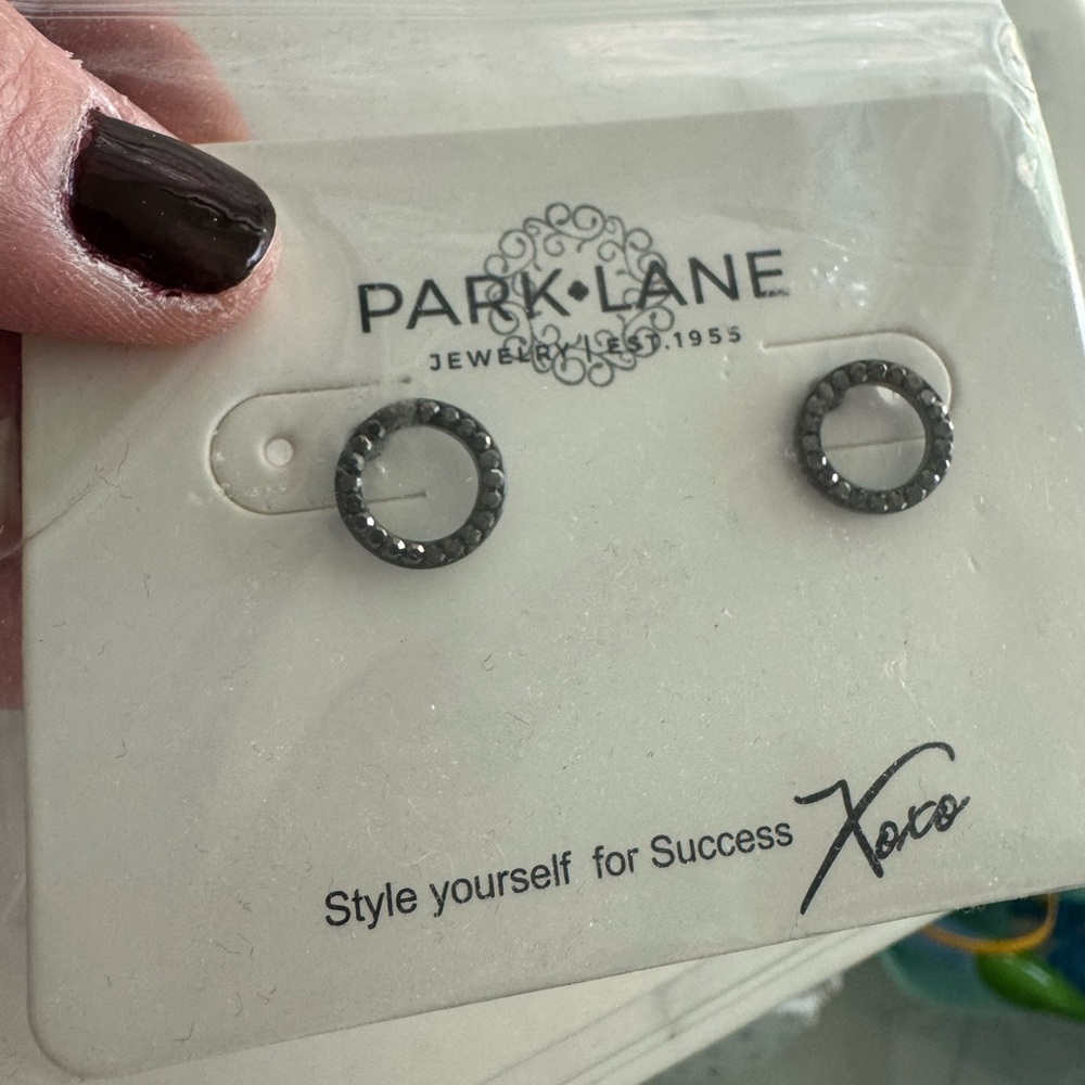 BNIP- Park Lane Circular black rhinestone earrings